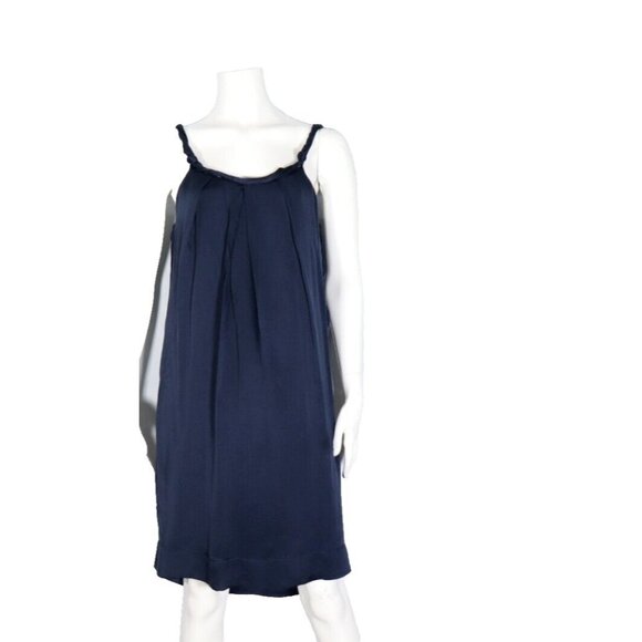Graham & Spencer Women Small Navy Blue Silk Slip Dress Mini Knotted Strap Dress - Picture 1 of 7